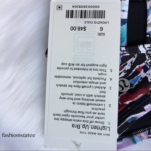 NWT lululemon lighten up bra CULC multi blue w pad - Picture 3 of 4